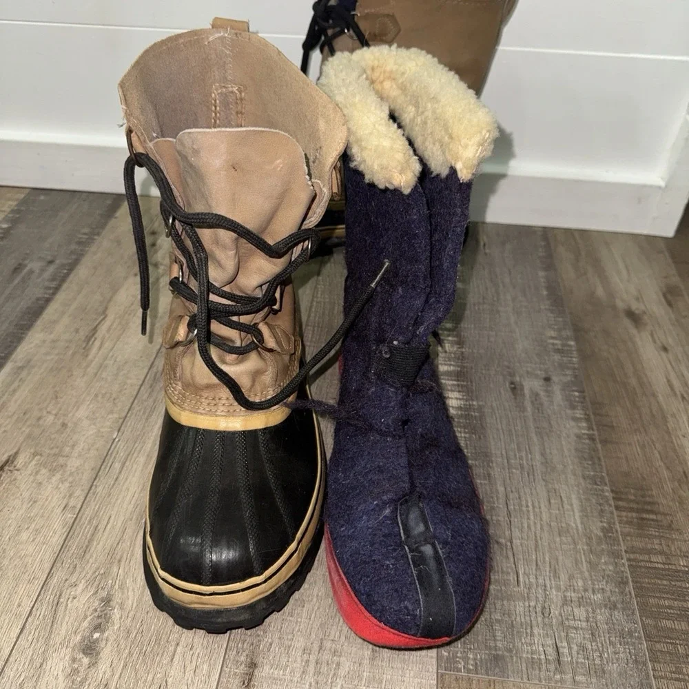 Vintage Sorel Men Caribou Boots Size 10 Canada Kaufman Wool Liners Winter Snow